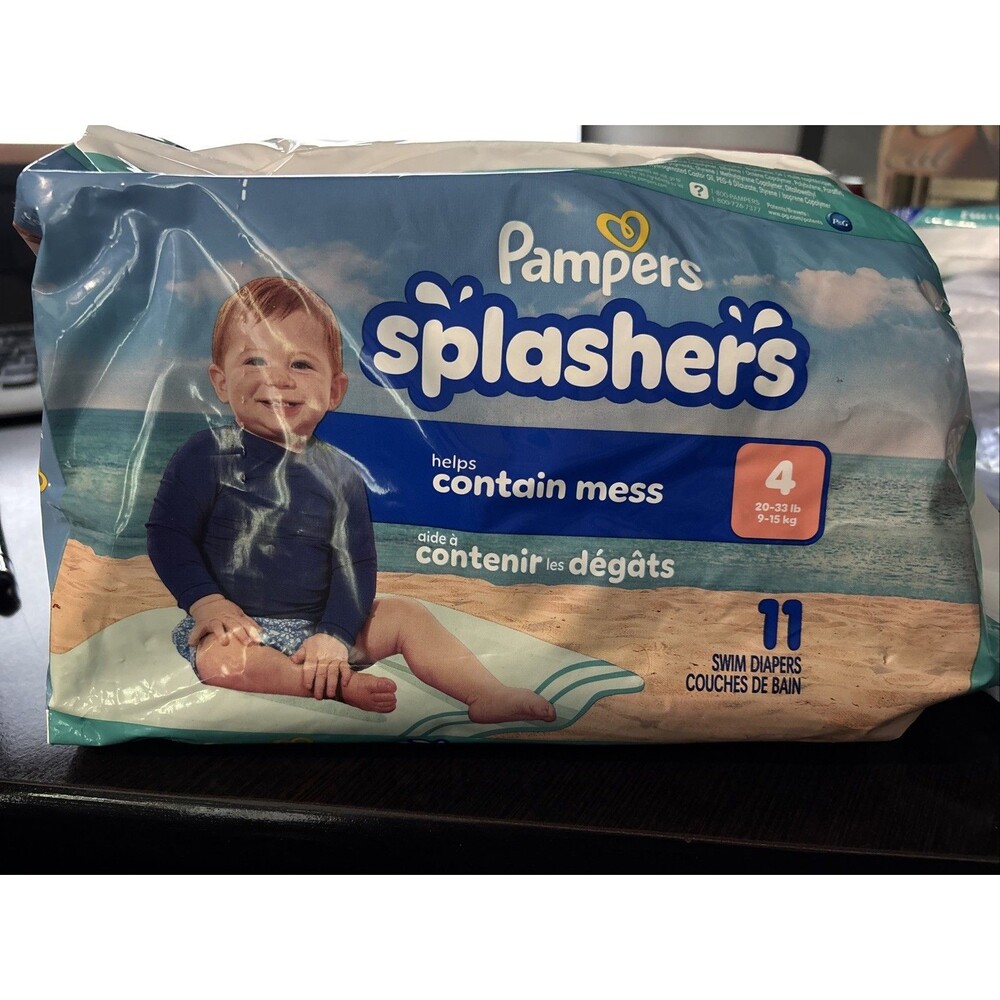 New Pampers Splashers Disposable Swim Diapers - Pack of 11, Sz 4, 20-33 lbs